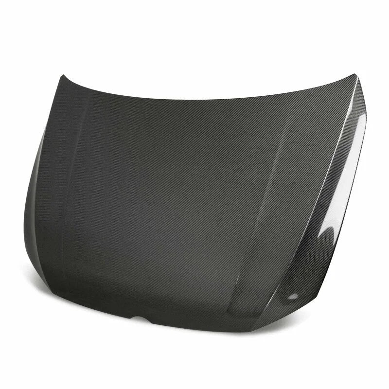 Seibon 22-23 Volkswagen Golf GTI/R OEM Style Carbon Fiber Hood - Back View