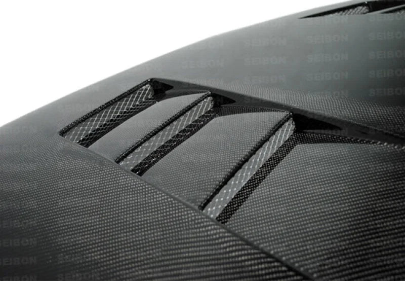 Seibon 92-95 Honda Civic 2DR/3DR TS-Style Carbon Fiber Hood - Back View