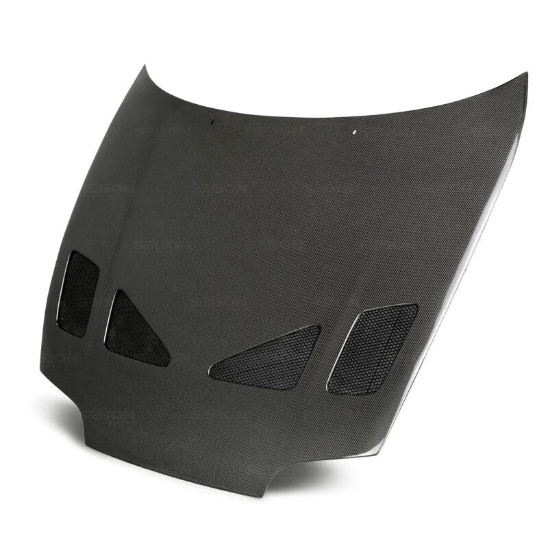 Seibon 93-98 Toyota Supra (JZA80L) TR Style Carbon Fiber Hood - Side View