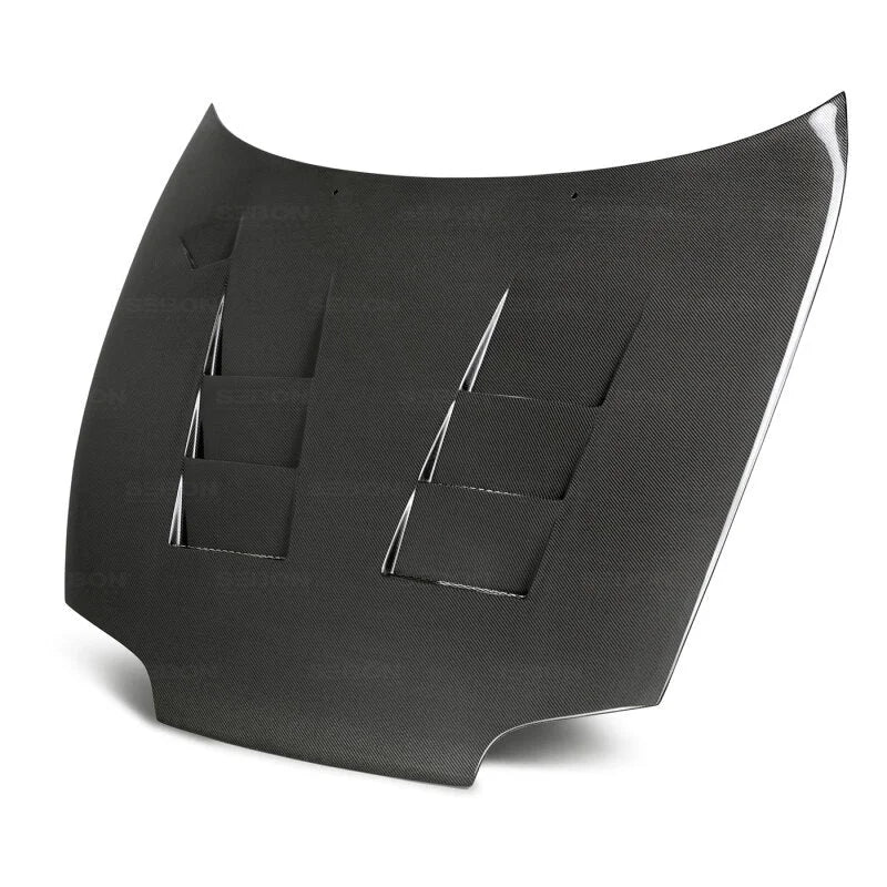 Seibon 93-98 Toyota Supra (JZA80L) TS Style Carbon Fiber Hood - Back View