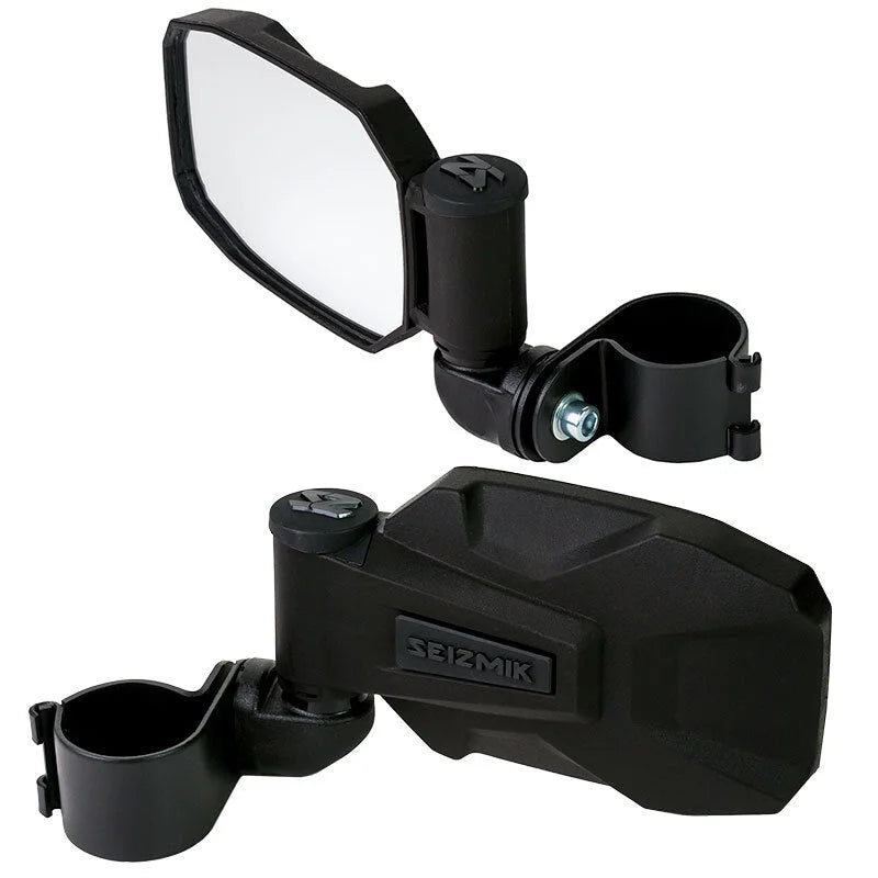 Seizmik 01+ A Cat/ Hon/JD/ Kaw/ Pol/ Suz/ Yam Strike ABS Sideview Mirror pr. - 1.75 in. Clamp - Back View