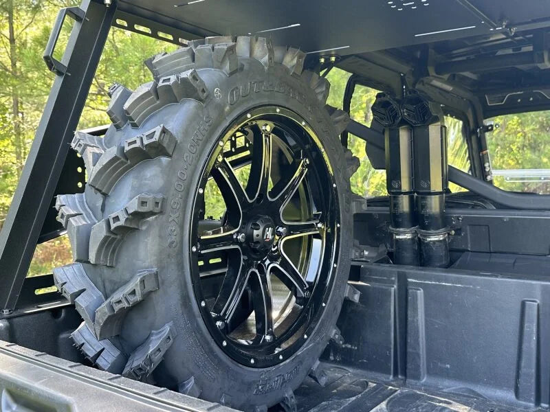 Seizmik 15-24 Can-Am HD7-10 Defender/Polaris 570-1000 Ranger XP/Crew Bed Rack Spare Tire Holder - Side View