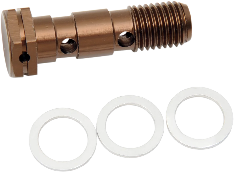 Shindy Aluminum Banjo Bolt - Double 17-624 fits Suzuki - Side View