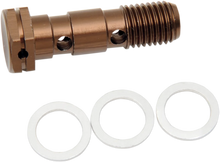 Load image into Gallery viewer, Shindy Aluminum Banjo Bolt with Bleeder 17-627 fits Honda / Kawasaki / Suzuki / Yamaha - Check Fitment Details - Side View