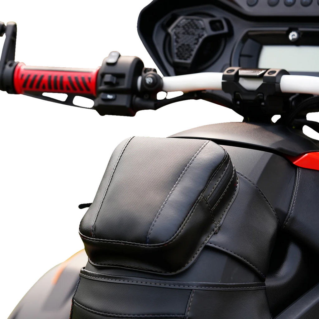 Show Chrome Ballistic Tank Pouch - Black w/ Black Stitch - Ryker '19-'23 - Back View