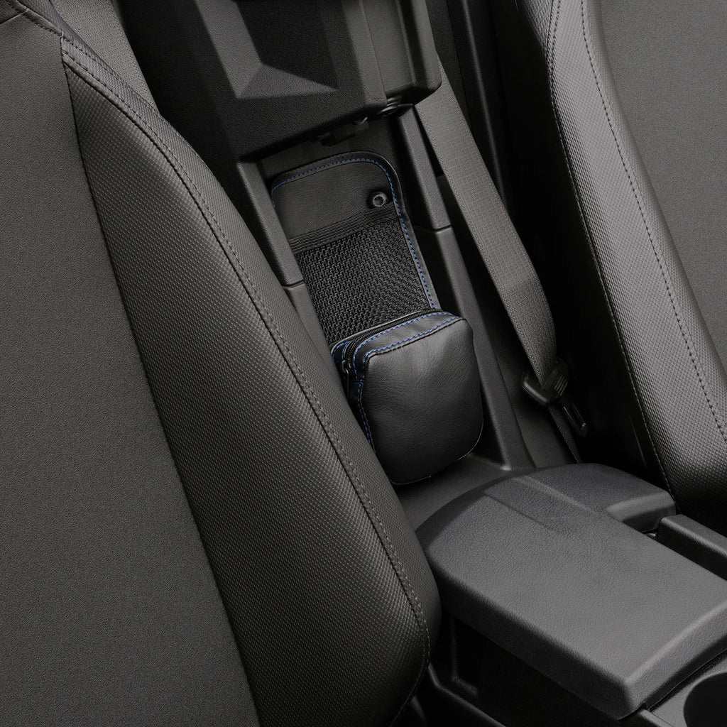 Show Chrome Center Console Kaliber Organizer - Black with Blue Stitching - Main Product View