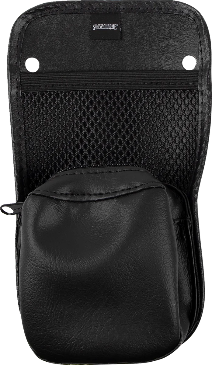 Show Chrome Center Console Kaliber Organizer - Black with Blue Stitching - Back View