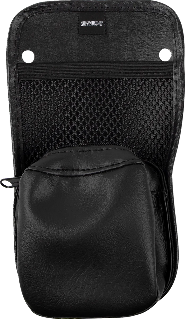 Show Chrome Center Console Kaliber Organizer - Black with Blue Stitching - Back View