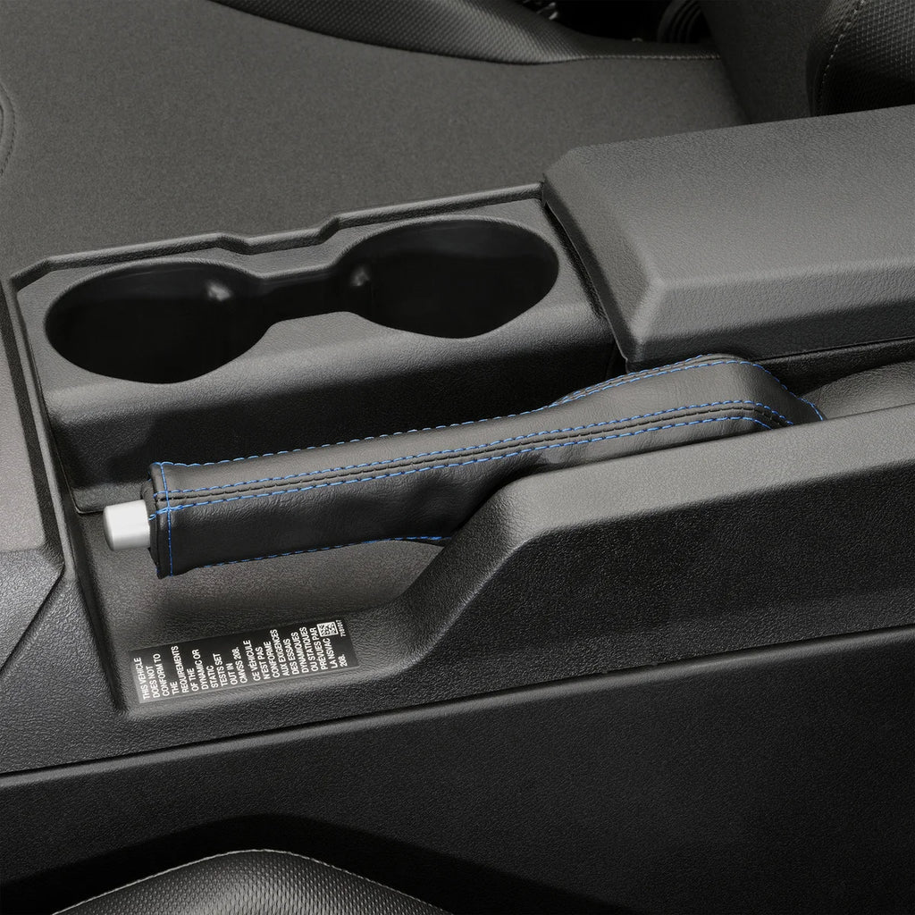 Show Chrome Cover - E-Brake - Slingshot - Blue Stitch - Installation View