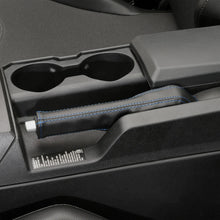 Load image into Gallery viewer, Show Chrome Cover - E-Brake - Slingshot - Blue Stitch - Installation View