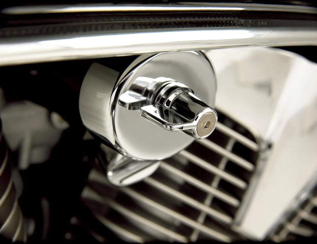 Show Chrome Fuel Valve Cover - Chrome - Honda - Side View