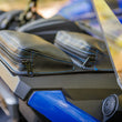 Load image into Gallery viewer, Show Chrome Kaliber Dash Pouch - Black with Blue Stitching - Back View