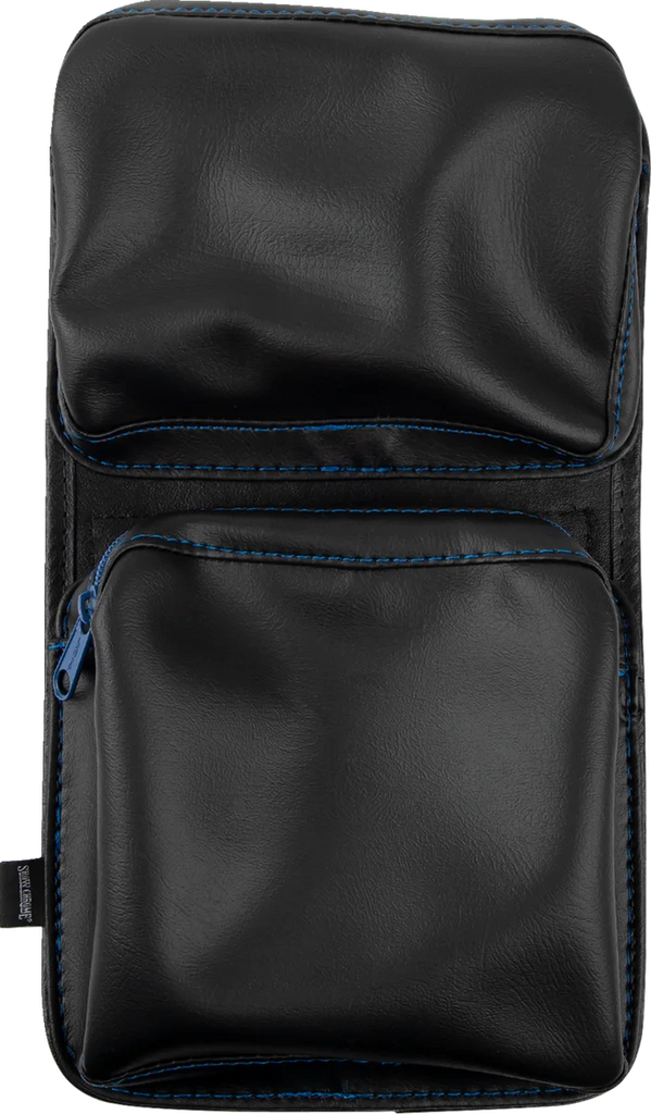 Show Chrome Kaliber Dash Pouch - Black with Blue Zipper - Side View