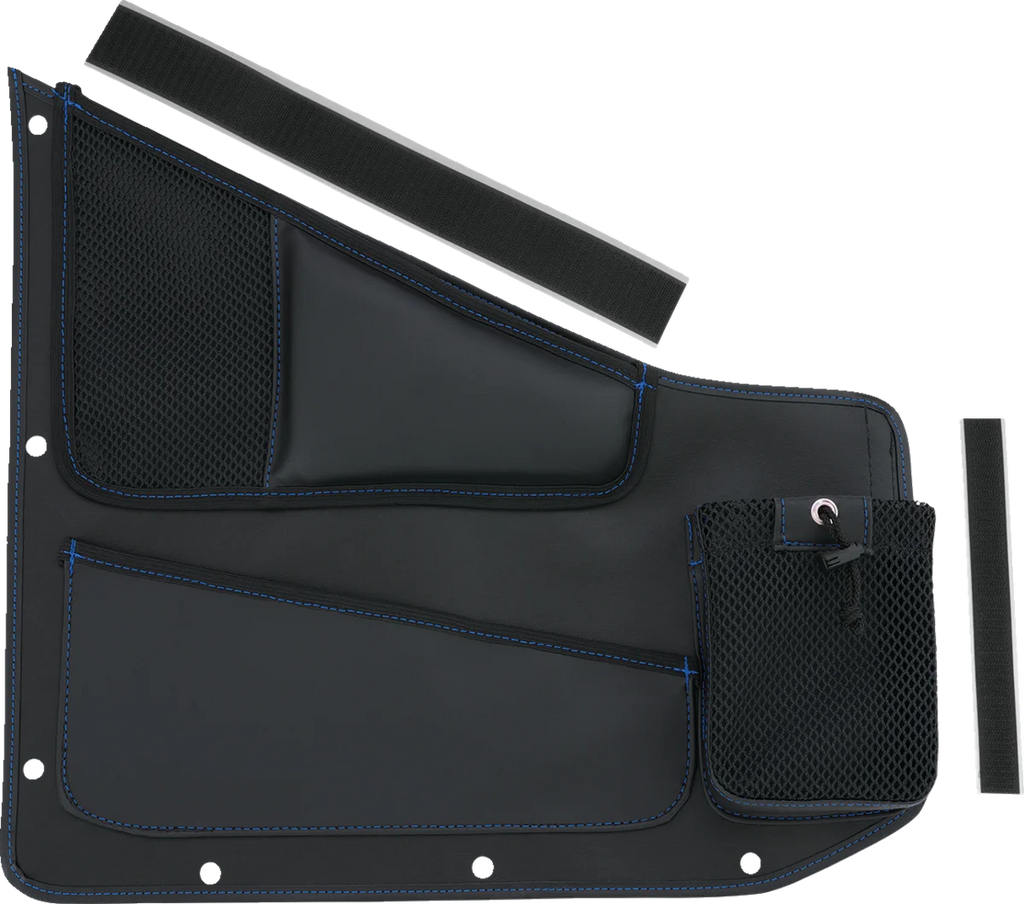 Show Chrome Kaliber Side Organizer - Driver and Passenger - Black w/ Blue Stitching - Main Product View