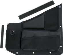 Load image into Gallery viewer, Show Chrome Kaliber Side Organizer - Driver and Passenger - Black w/ Blue Stitching - Side View