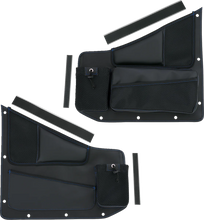 Load image into Gallery viewer, Show Chrome Kaliber Side Organizer - Driver and Passenger - Black w/ Blue Stitching - Back View
