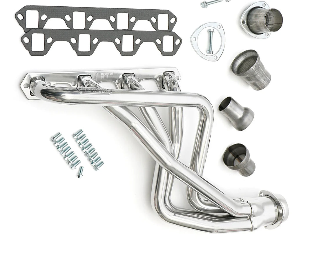 Silver Long-Tube Headers for '80-96 Ford 2WD/4WD F150 Truck, Bronco w/302 (5.0L) Hedman Hedders - Installation View
