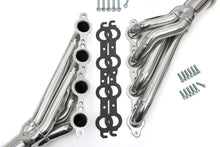 Load image into Gallery viewer, Silver Mid-Length LS Swap Headers For '68-72 Chevelle, El Camino Hedman Hedders - Back View
