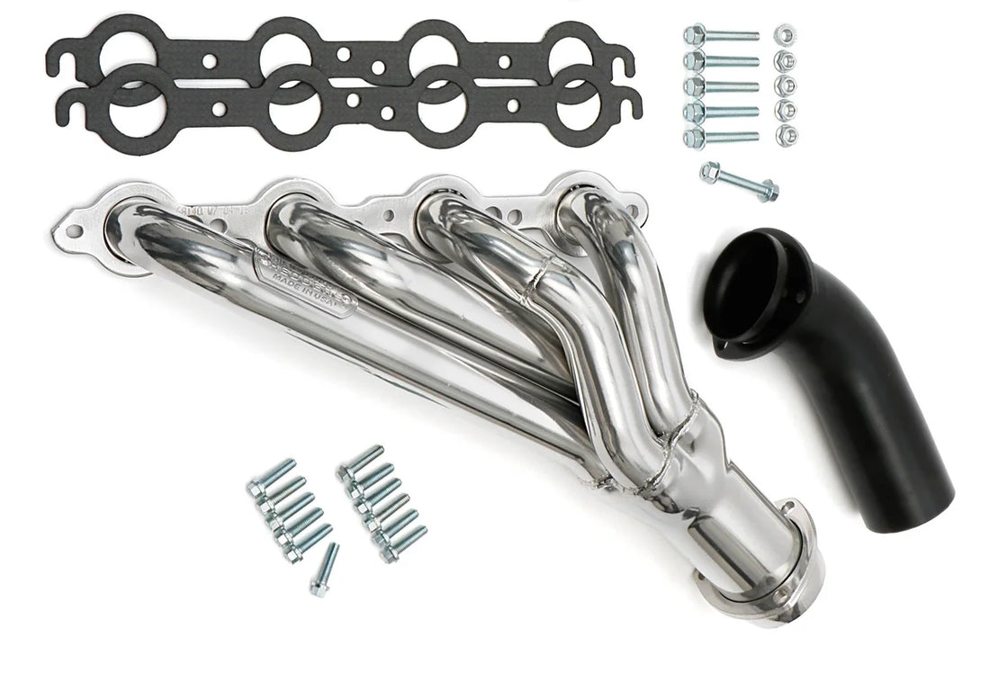 Silver Mid-Length LS Swap Headers For '68-72 Chevelle, El Camino Hedman Hedders - Installation View