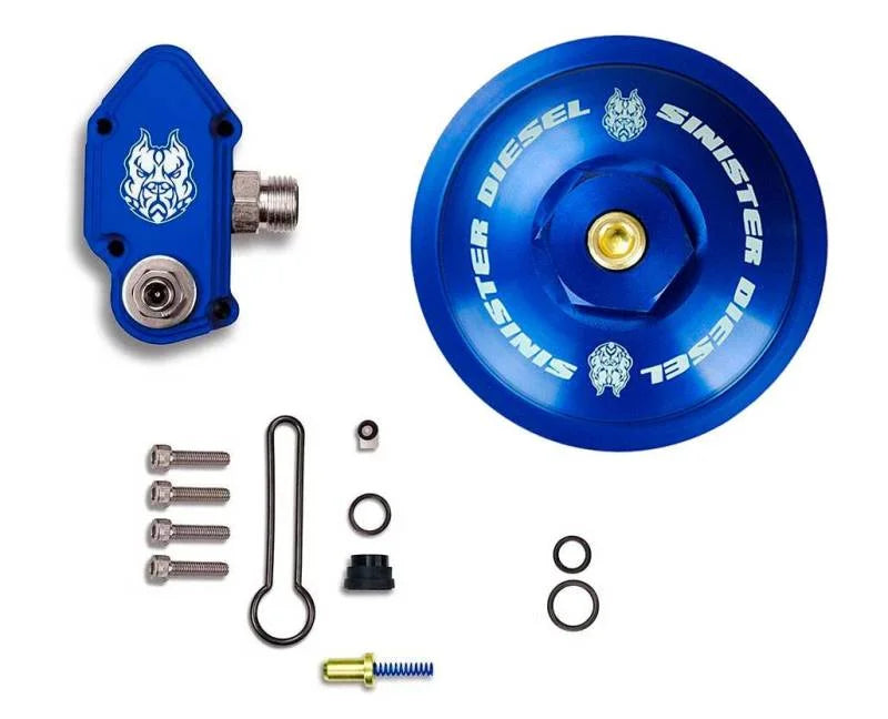 Sinister Diesel 03-07 Ford 6.0L Powerstroke Blue Spring Kit w/ Adjustable Billet Spring Housing - Main Product View