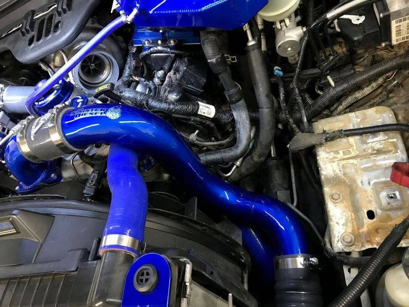 Sinister Diesel 03-07 Ford 6.0L Powerstroke Cold Side Charge Pipe - Installation View