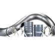 Load image into Gallery viewer, Sinister Diesel 03-07 Ford 6.0L Powerstroke Cold Side Charge Pipe (Gray) - Back View
