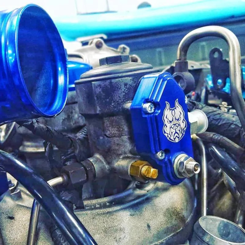 Sinister Diesel 03-07 Ford Powerstroke 6.0L Blue Spring Kit with Adjustable Billet Spring Housing - Side View