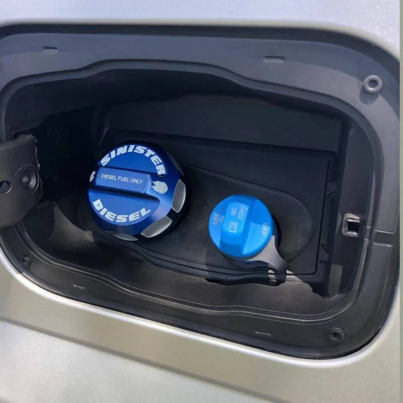 Sinister Diesel 08-16 Ford Powerstroke 6.4/6.7L Fuel Cap - Side View