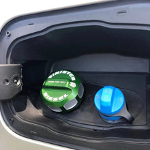 Load image into Gallery viewer, Sinister Diesel 08-16 Ford Powerstroke 6.4/6.7L Fuel Cap- Green - Installation View