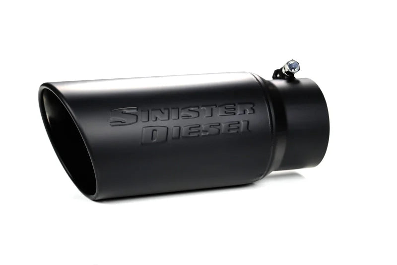 Sinister Diesel Universal Black Ceramic Coated Stainless Steel Exhaust Tip (4in to 5in) - Side View