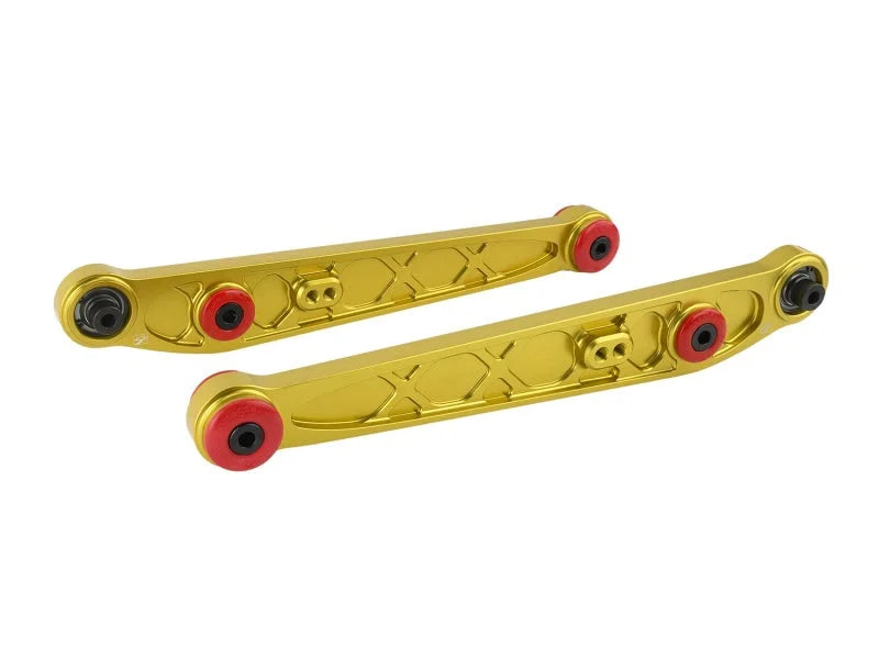Skunk2 Honda/Acura EK Alpha Series Rear Lower Control Arm Set - Gold - Installation View