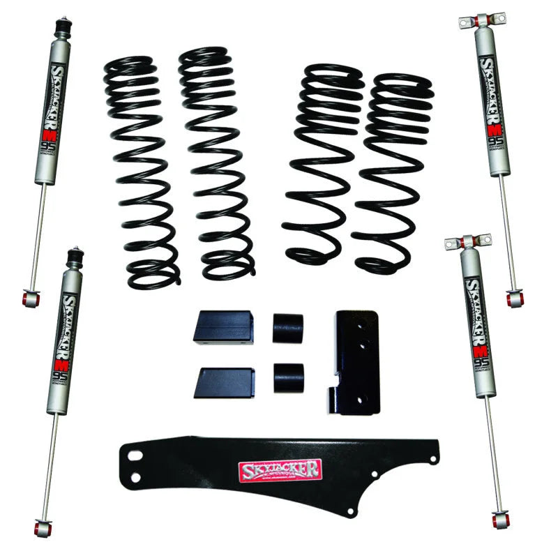 Skyjacker 2007-2018 Jeep Wrangler JK 2 Door 4WD Long Travel 2in-2.5in Lift Kit w/M95 Monotube Shocks - Side View