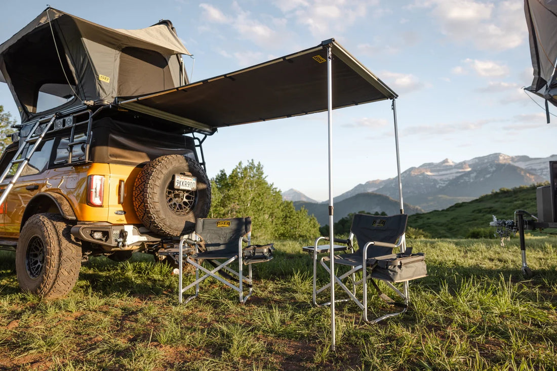 Smittybilt 4.5' x 8' Rear Or Side Awning - Gray 2585 - Side View