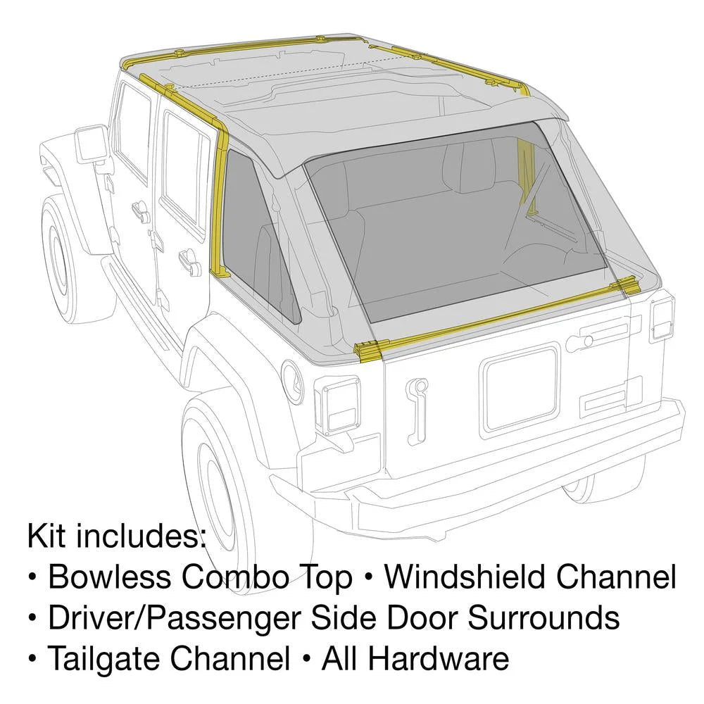 Smittybilt Bowless Combo Top Kit w/ Tinted Windows - Black Diamond fits 2007-2018 Jeep Wrangler JK - Additional View 13