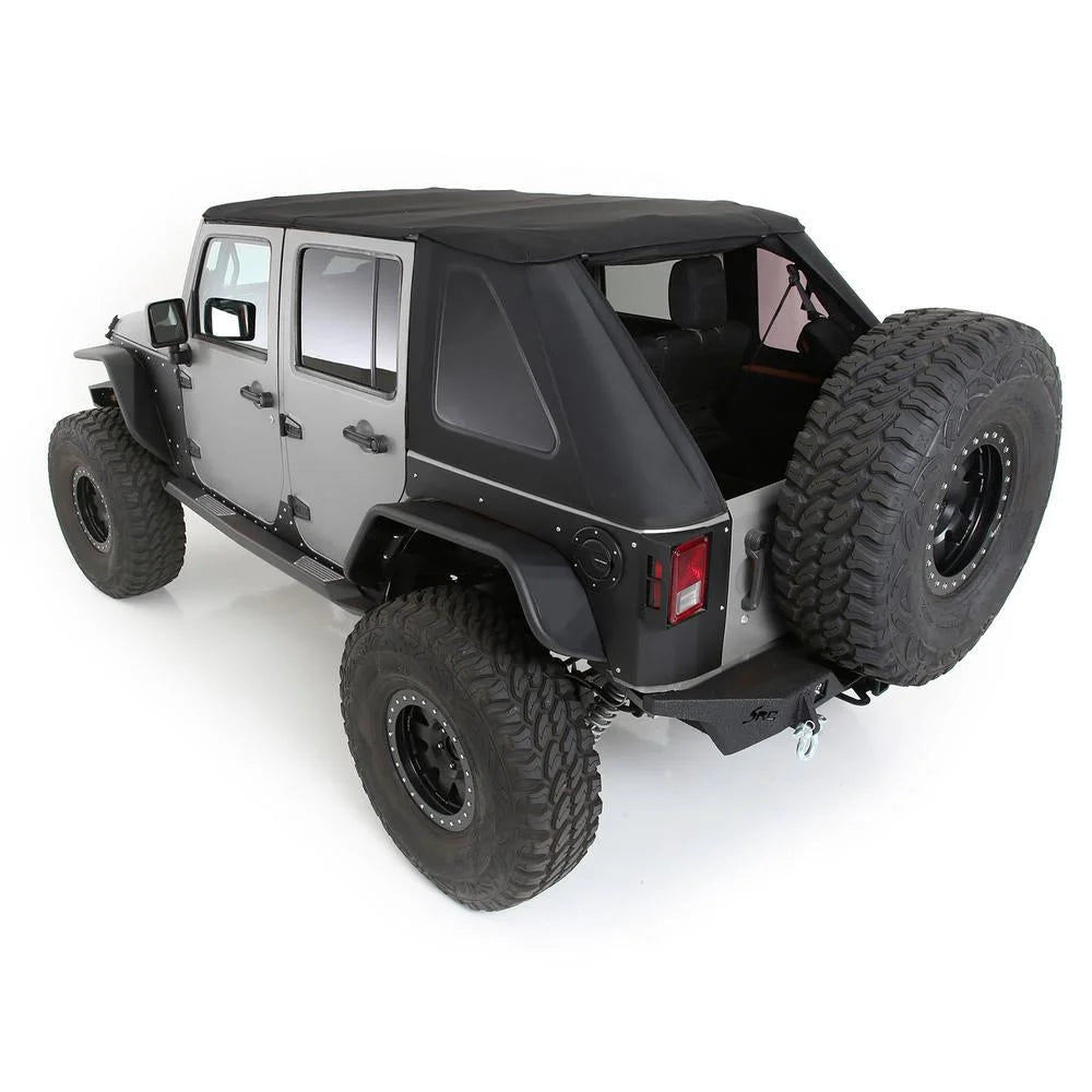 Smittybilt Bowless Combo Top Kit w/ Tinted Windows - Black Diamond fits 2007-2018 Jeep Wrangler JKU - Back View