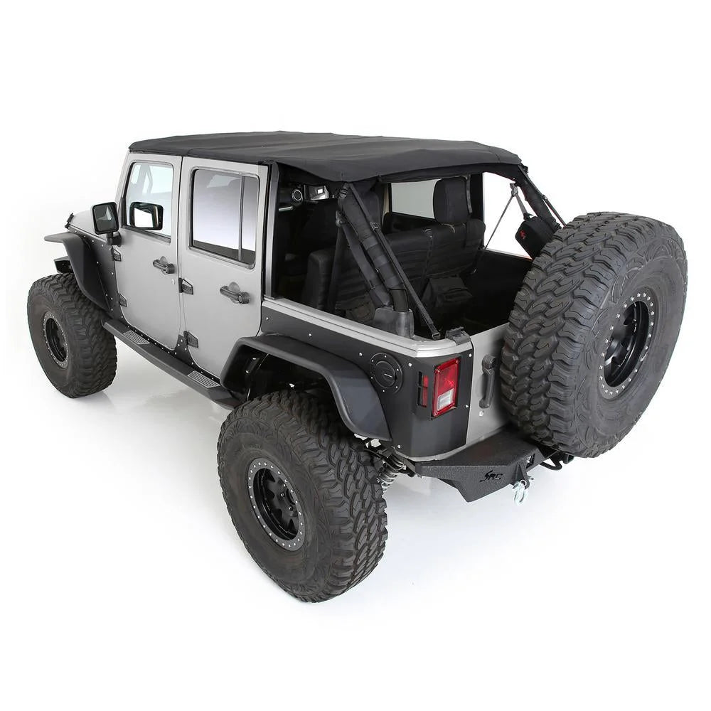 Smittybilt Bowless Combo Top Kit w/ Tinted Windows - Black Diamond fits 2007-2018 Jeep Wrangler JKU - Installation View