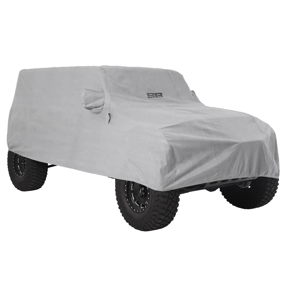 Smittybilt Full Car Cover w/ Storage Bag, Lock & Cable - Gray fits 2018-2025 Jeep Wrangler JLU