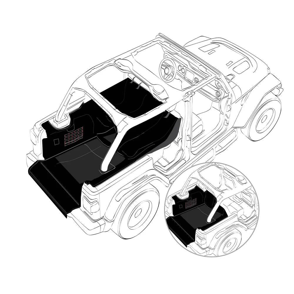 Smittybilt GEAR Cargo Liner - Black 87401 fits 2018-2025 Jeep Wrangler JLU - Installation View