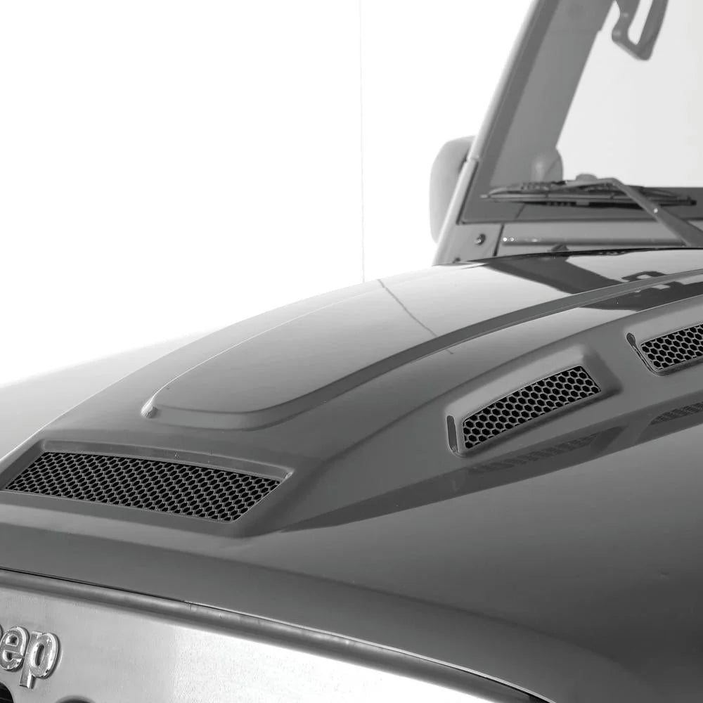 Smittybilt H.E.M.I Vented Hood - Unpainted fits 2007-2018 Jeep Wrangler JK / JKU - Side View