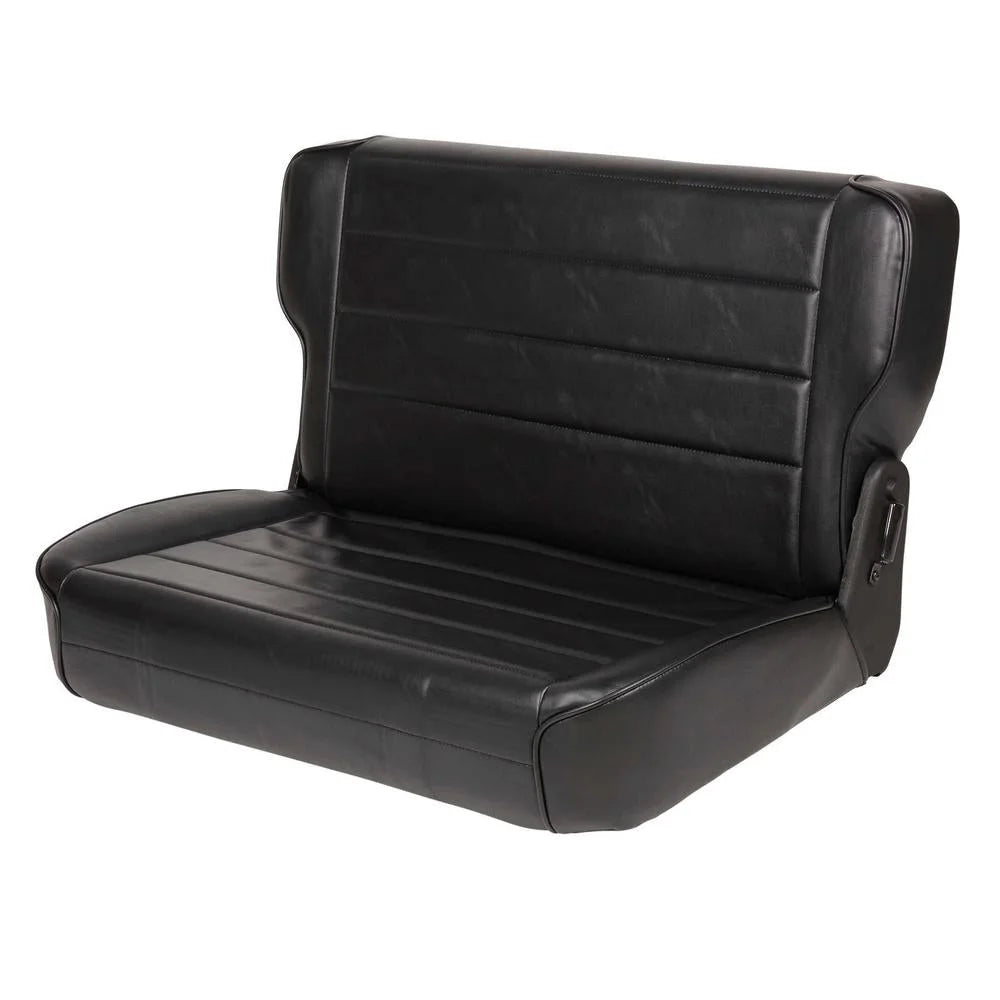 Smittybilt Seat - Rear - Fold & Tumble - Vinyl Black fits 1976-1986 Jeep CJ7 / 1987-1995 Jeep Wrangler - Back View