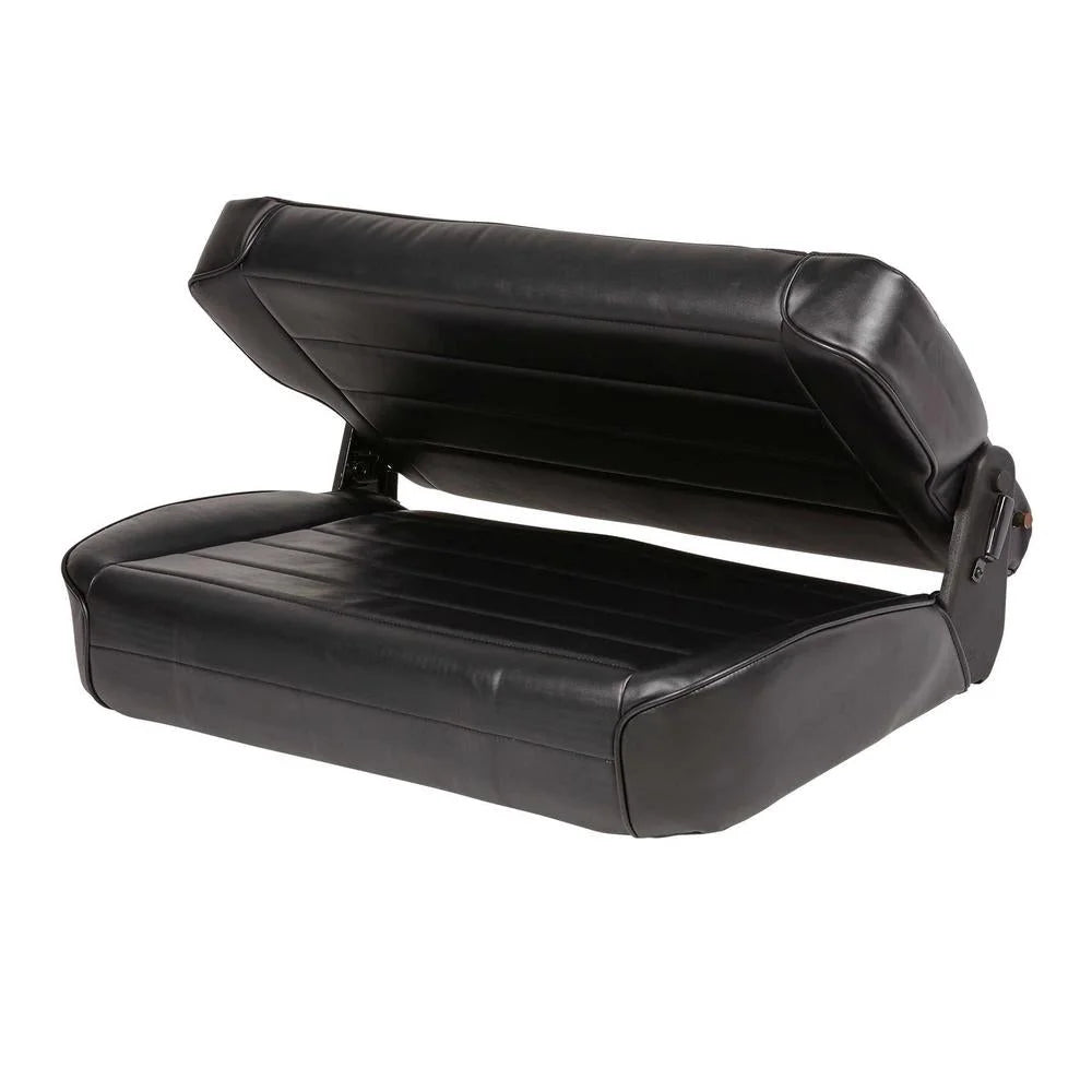 Smittybilt Seat - Rear - Fold & Tumble - Vinyl Black fits 1976-1986 Jeep CJ7 / 1987-1995 Jeep Wrangler - Installation View