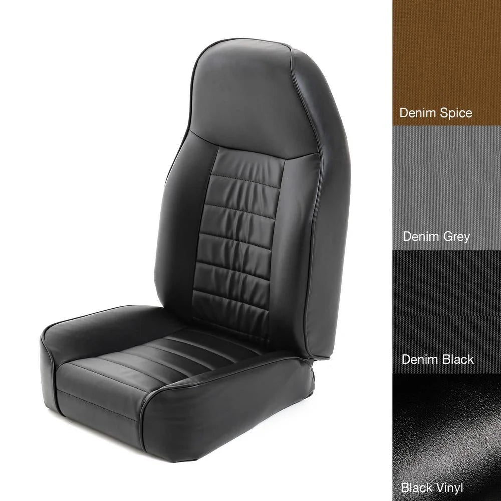 Smittybilt Standard Bucket Front Seat – Vinyl Black fits 1976-1986 Jeep CJ7 - Side View