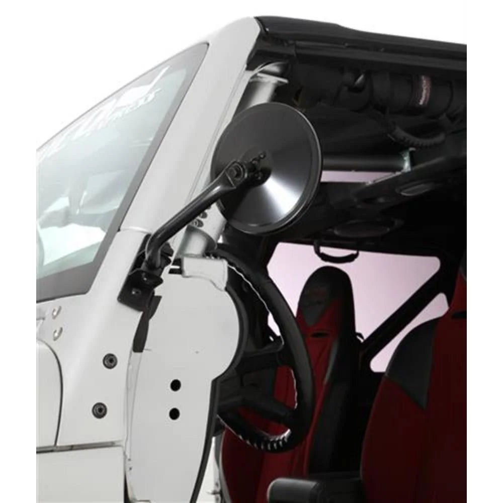 Smittybilt TJ/JK TRAIL MIRRORS BLACK 6IN ROUND PAIR 7618 - Side View