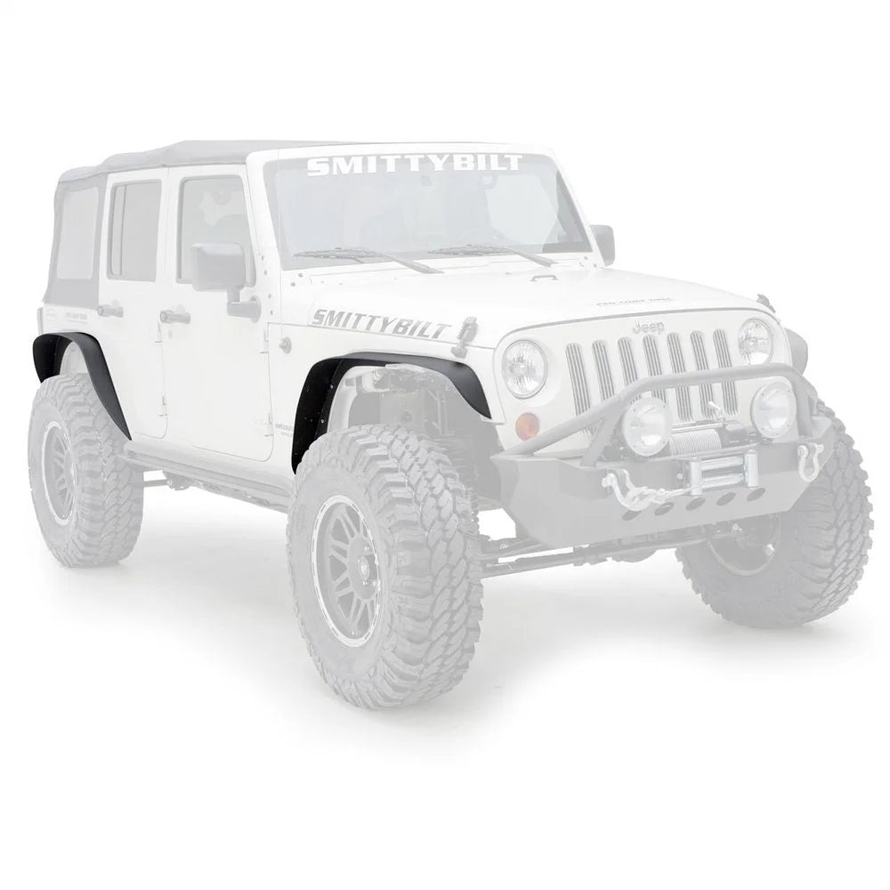 Smittybilt XRC Flat Fender Flare Kit - Set of 4 - Textured Black (07-18 JK/JKU) 76837
