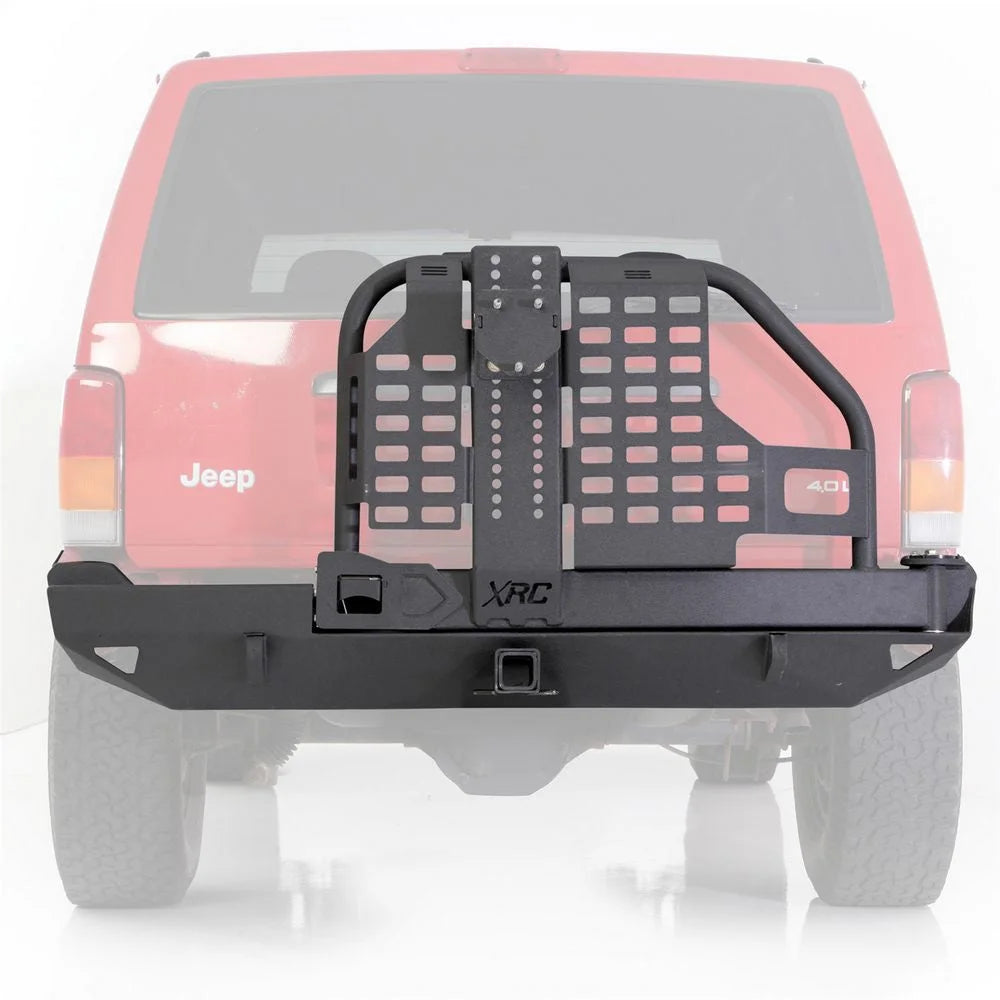 Smittybilt XRC Rear Bumper w/ Swing Gate - Bumper Only fits 1984-2001 Jeep Cherokee XJ - Back View