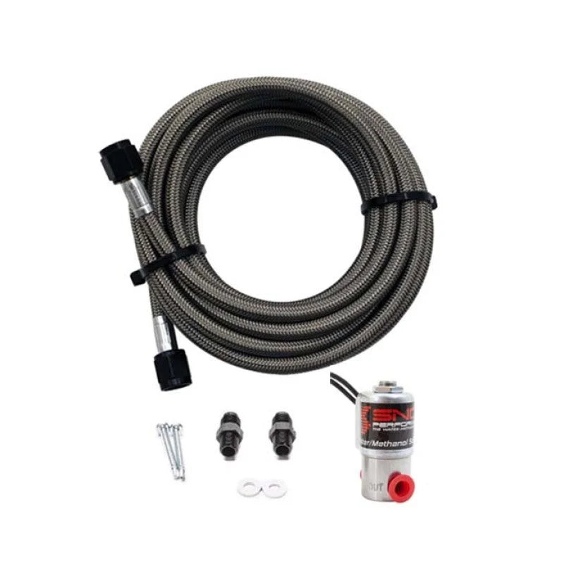 Snow Performance Braided SS Line Trunk Mount Upgrade (4AN SS Braided Line Systems) - Side View