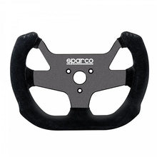 Load image into Gallery viewer, Sparco F10A Suede Black Steering Wheel - Side View