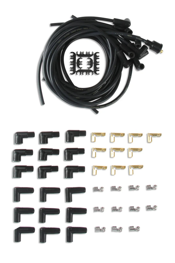 Spark Plug Wire Set- 8mm - Black Wire with Black 90 Deg Boots ACCEL - Side View