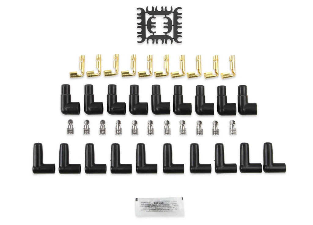 Spark Plug Wire Set- 8mm- Super Stock Universal-Graphite Core- 90 Deg Boots- Red ACCEL - Side View