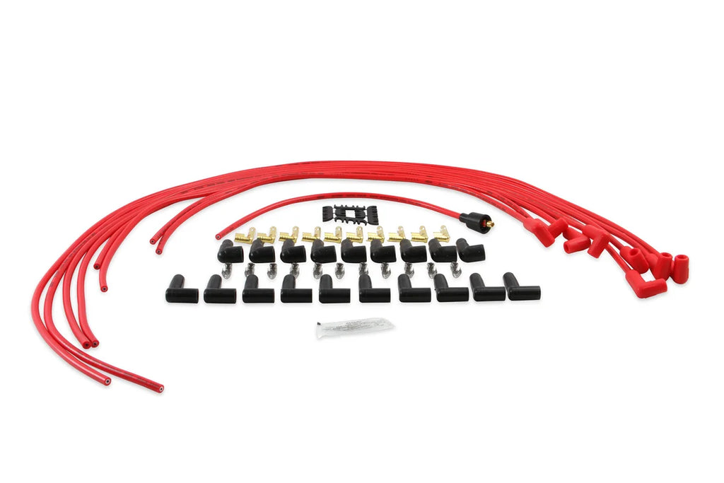 Spark Plug Wire Set- 8mm- Super Stock Universal-Graphite Core- 90 Deg Boots- Red ACCEL - Back View